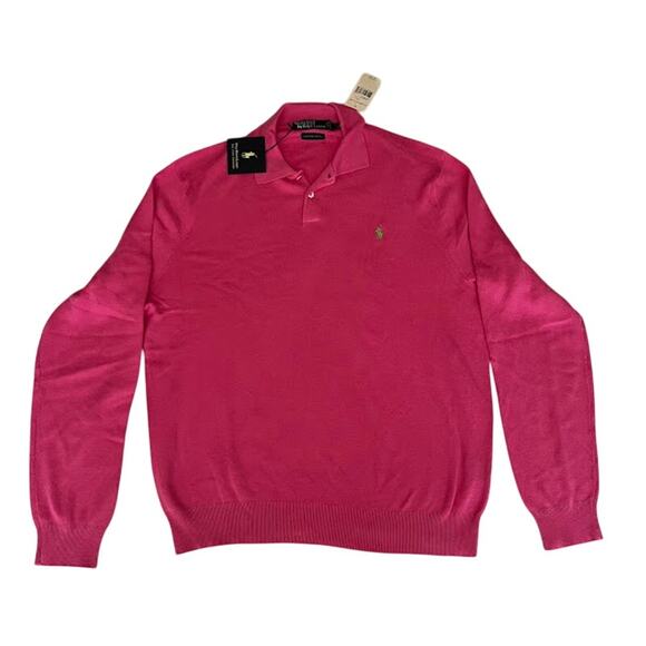 VTG NWT Ralph Lauren Pink Pima Cotton Sweater Size Large - Picture 1 of 6